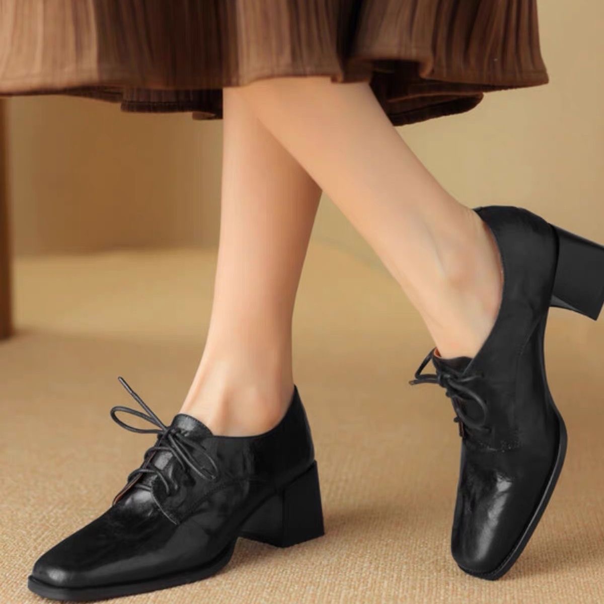 Oxford Lace Up Women - Dames Oxford schoenen met vierkante neus,