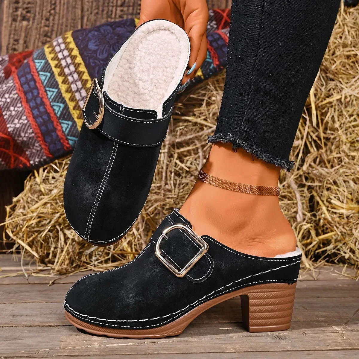 Women'S Shoes Clogs - Damesmuiltjes, slippers met dikke hak, klompen,