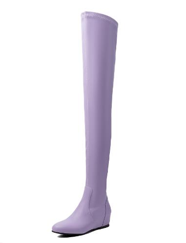 Sock Boot Women - Dames lavendel effen stretch overknee soklaarzen