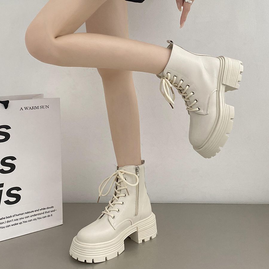 Britse stijl witte dikke zool  - Sock Boot Women recensie en prijs