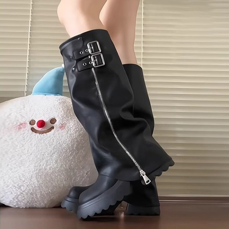 Punk Stijl Splicing Dikke Bode - Knee High Boots Women recensie en prijs