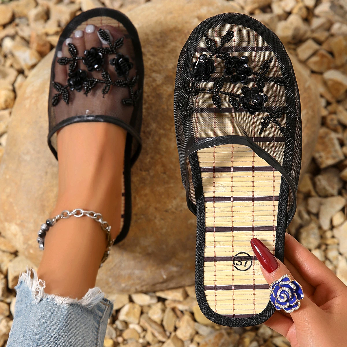 Dames Mesh Gesloten Teen Slipp - Mule Slip On recensie en prijs