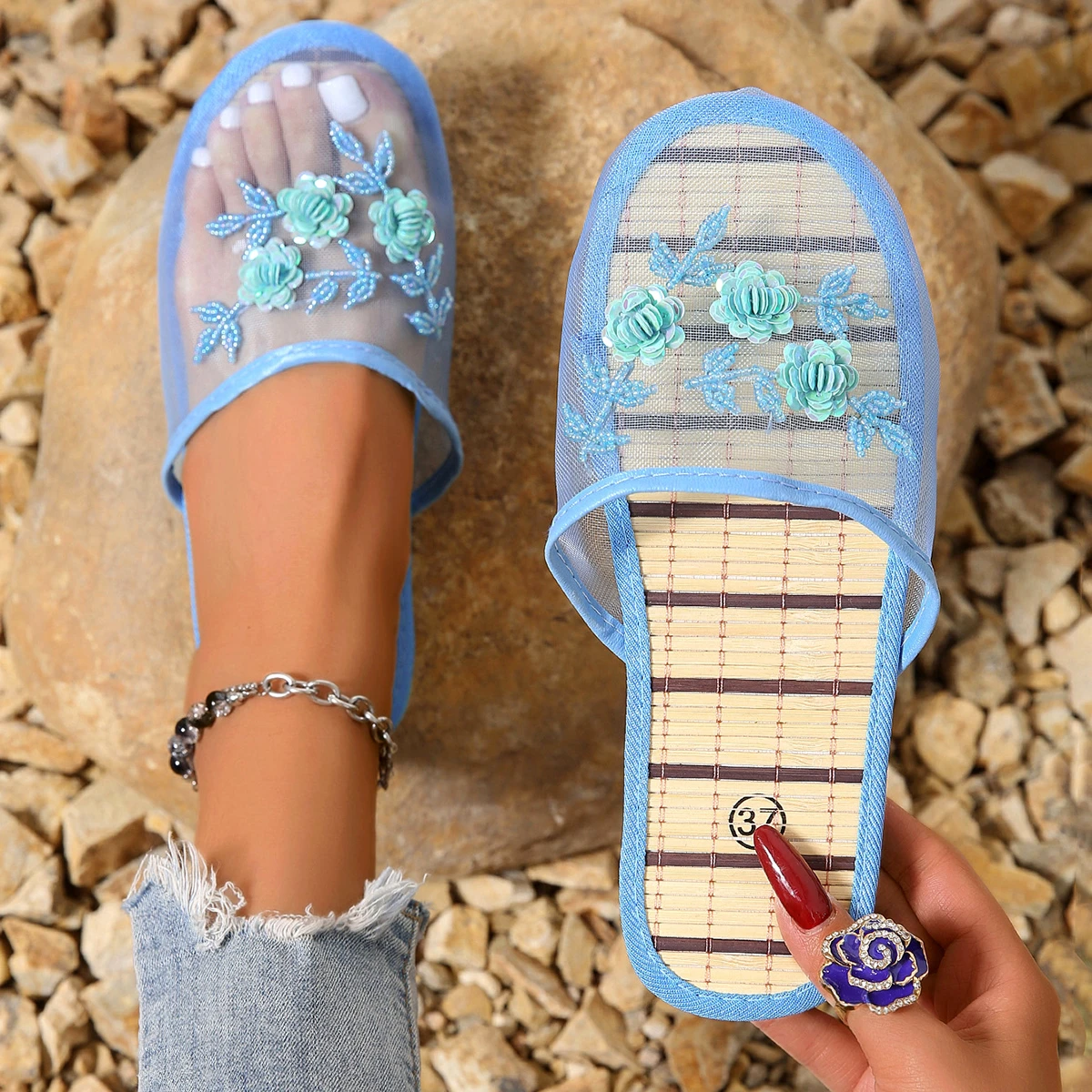 Dames Mesh Gesloten Teen Slipp - Mule Slip On recensie en prijs